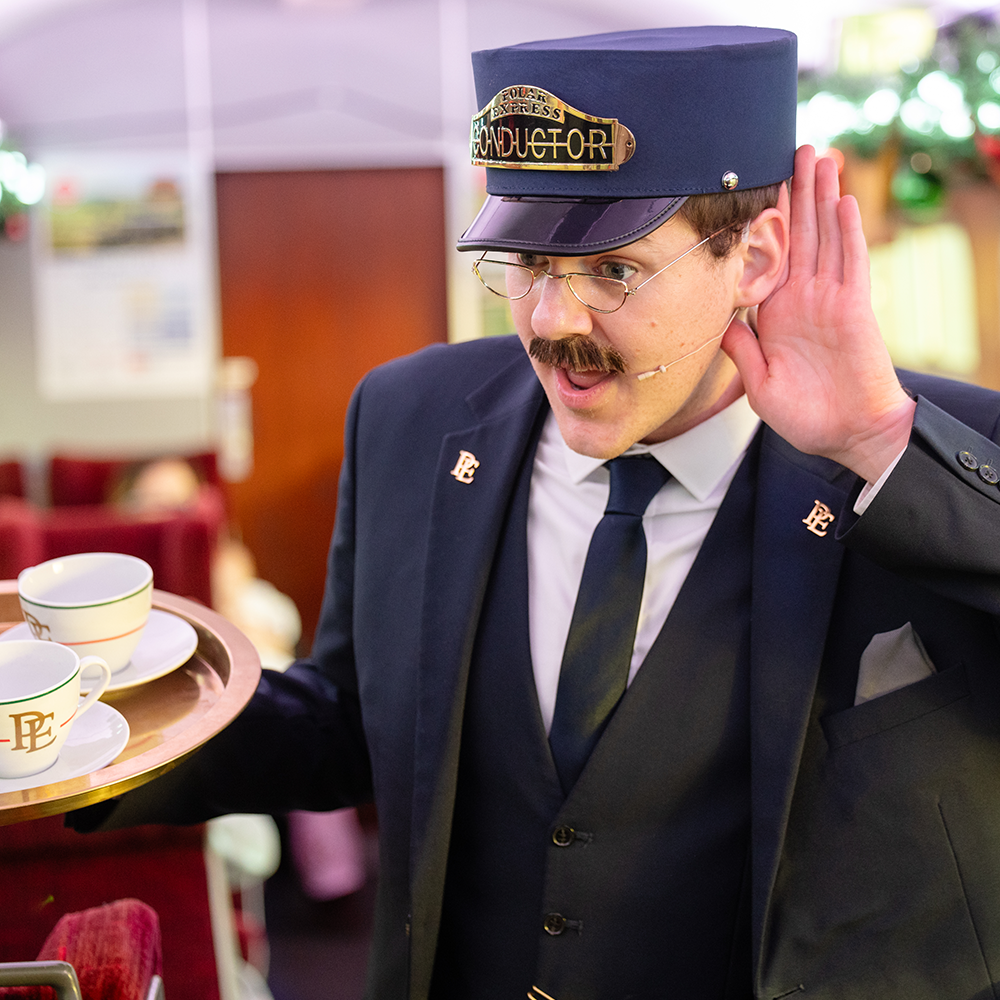 conductor on board the polar express train ride