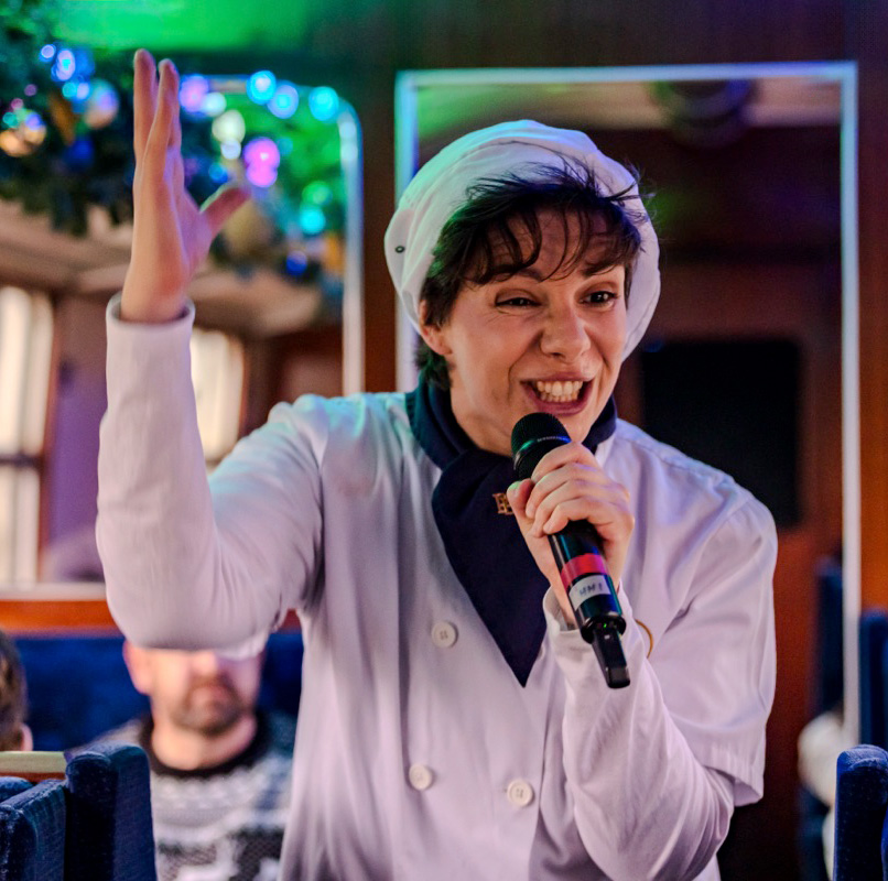 conductor at the polar express train ride