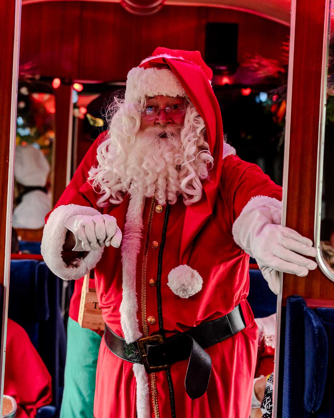 santa on board the polar express train ride